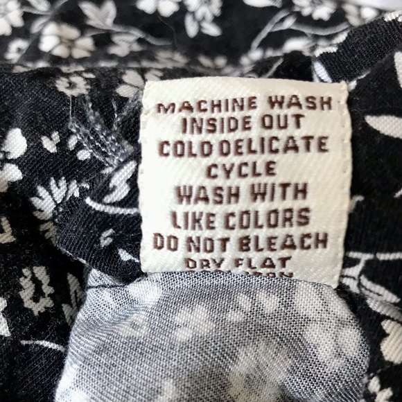 VINTAGE HAVANA Dainty Flower Print Gypsy Frayed Boho Chic Trapeze Swing Dress - Picture 9 of 9